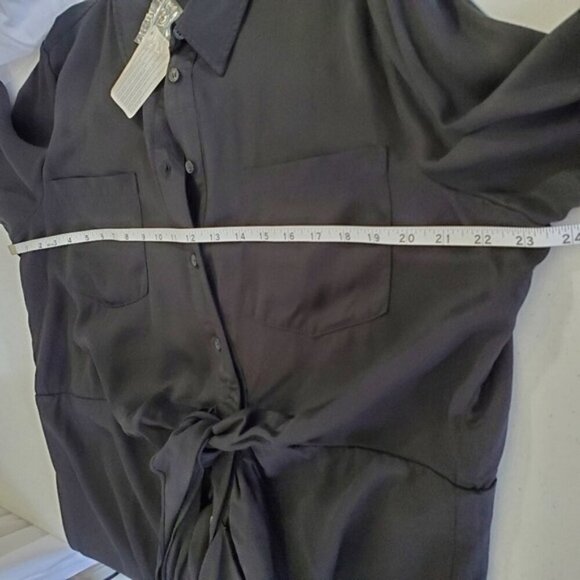 Asymmetric Tencel Shirt Dress with Pockets Size 20W Cinched Tie Front Office NEW - Picture 9 of 15